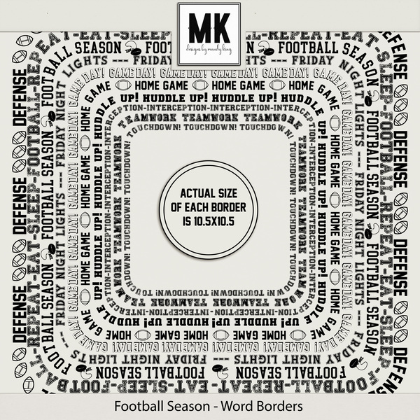 Football Season - Word Borders Digital Art - Digital Scrapbooking Kits