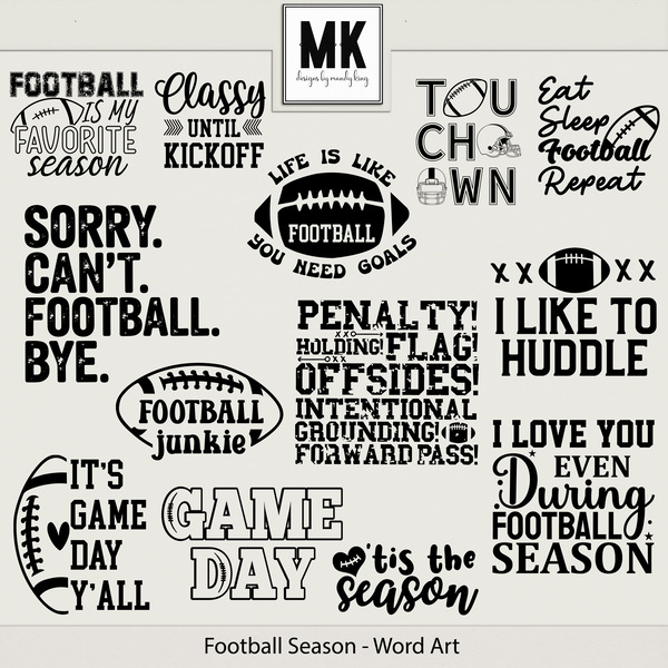 Football Season - Word Art Digital Art - Digital Scrapbooking Kits