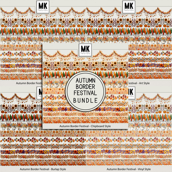 Autumn Border Festival BUNDLE Digital Art - Digital Scrapbooking Kits