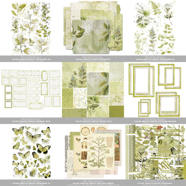 Color Swatch Grove Scrapbook Bundle Digital Art - Digital Scrapbooking Kits