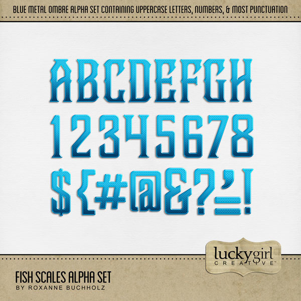 Fish Scales Alpha Set Digital Art - Digital Scrapbooking Kits