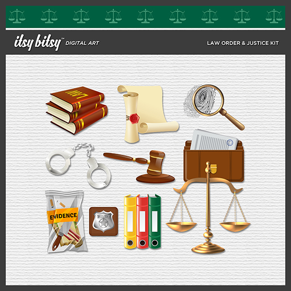 Law Order & Justice Kit Digital Art - Digital Scrapbooking Kits