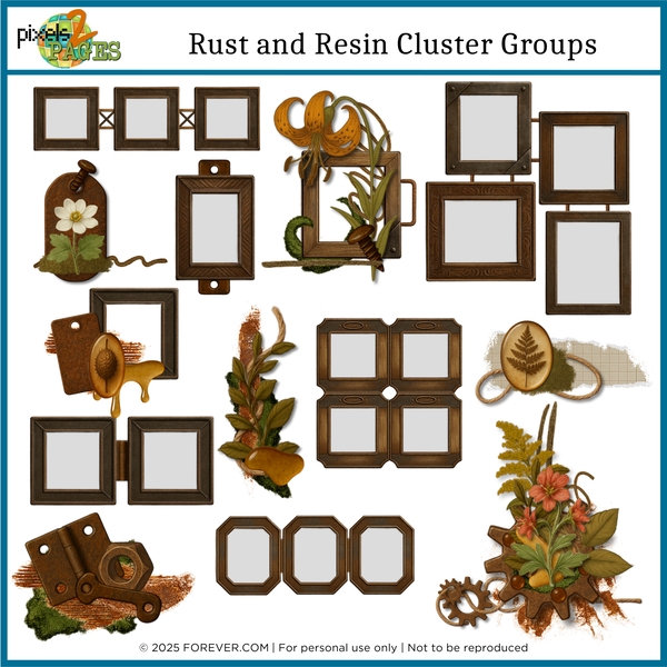 Rust and Resin Cluster Groups Digital Art - Digital Scrapbooking Kits