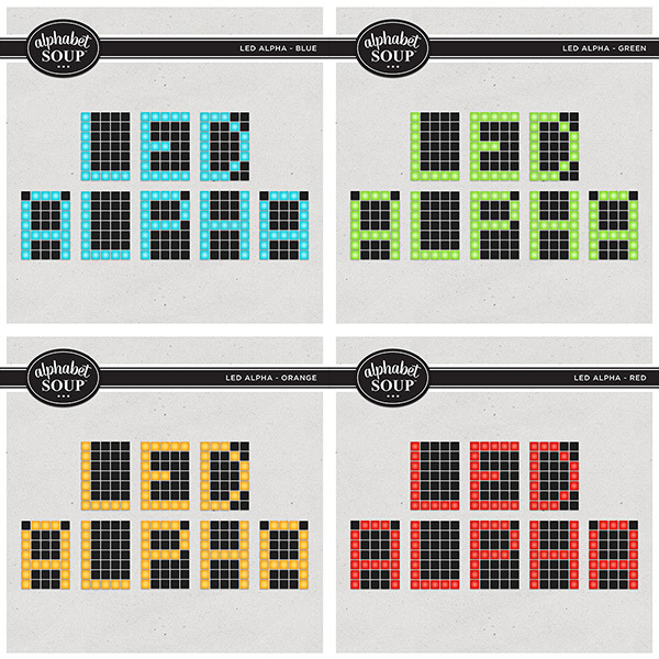 LED Alpha Bundle Digital Art - Digital Scrapbooking Kits