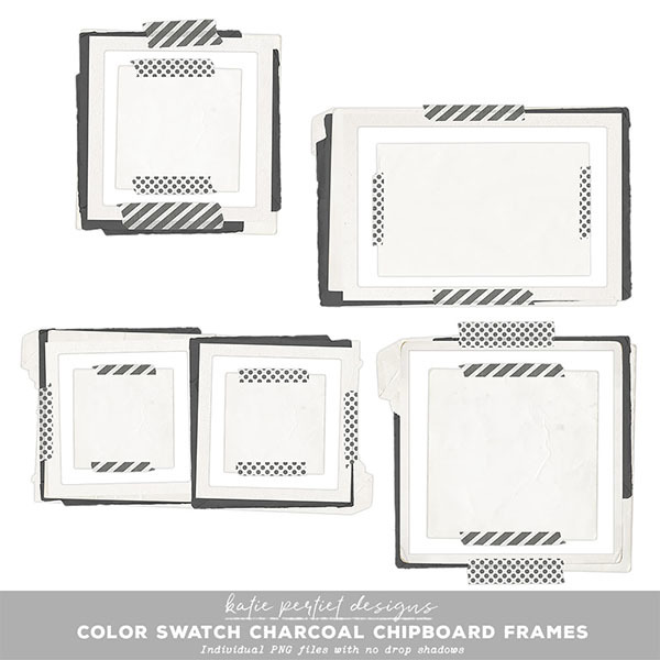 Color Swatch Charcoal Chipboard Frames Digital Art - Digital Scrapbooking Kits