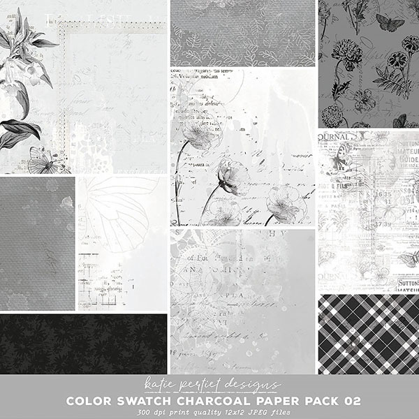 Color Swatch Charcoal Paper Pack 02 Digital Art - Digital Scrapbooking Kits