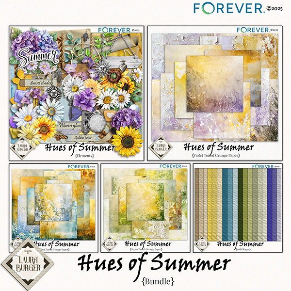 Hues of Summer Bundle Digital Art - Digital Scrapbooking Kits
