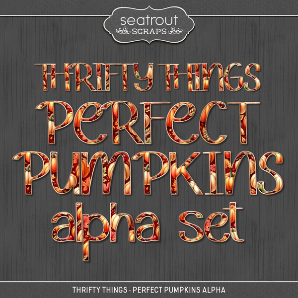 Thrifty Things - Perfect Pumpkins Alpha Digital Art - Digital Scrapbooking Kits