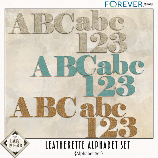 Leatherette Alphabet Set Digital Art - Digital Scrapbooking Kits