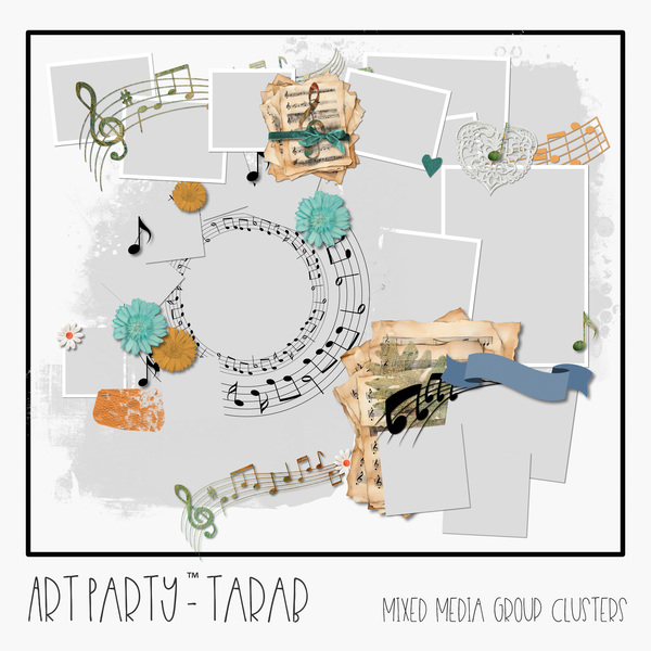 Tarab - Mixed Media Group Clusters Digital Art - Digital Scrapbooking Kits