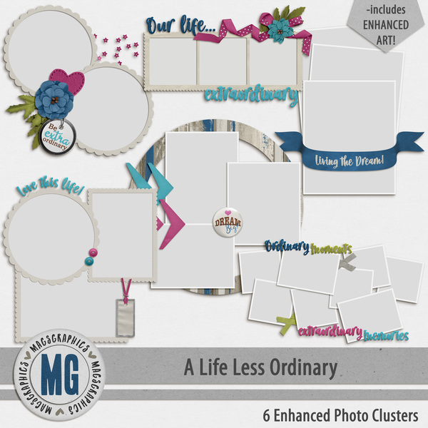 A Life Less Ordinary Enhanced Photo Clusters Digital Art - Digital Scrapbooking Kits