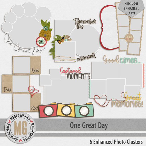 One Great Day Enhanced Photo Clusters Digital Art - Digital Scrapbooking Kits