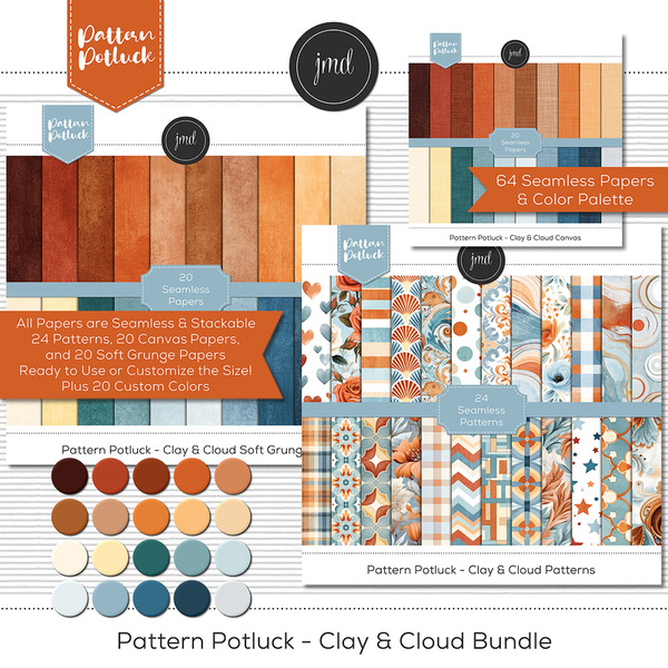Pattern Potluck - Clay & Cloud Bundle Digital Art - Digital Scrapbooking Kits