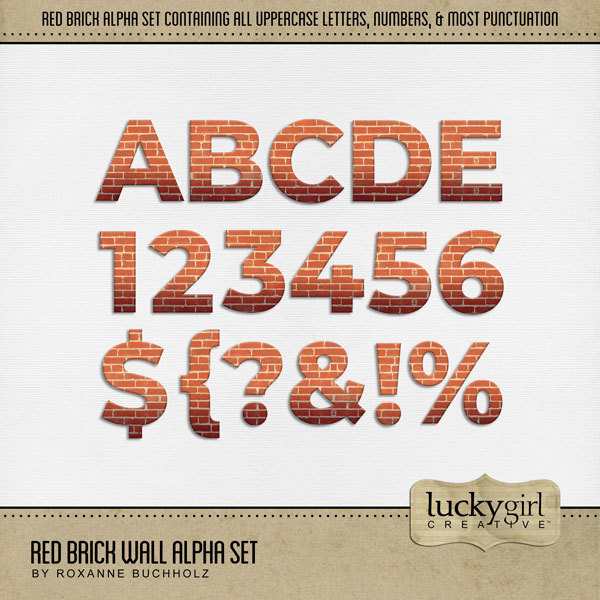 Red Brick Wall Alpha Set Digital Art - Digital Scrapbooking Kits