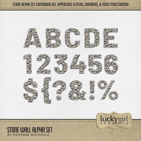 Stone Wall Alpha Set Digital Art - Digital Scrapbooking Kits