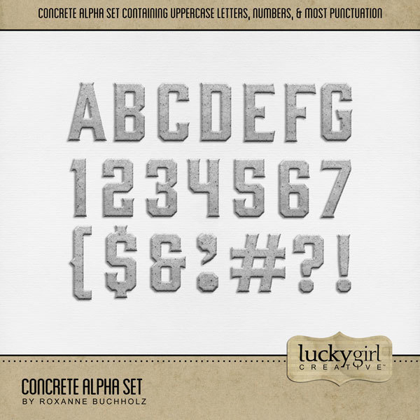 Concrete Alpha Set Digital Art - Digital Scrapbooking Kits