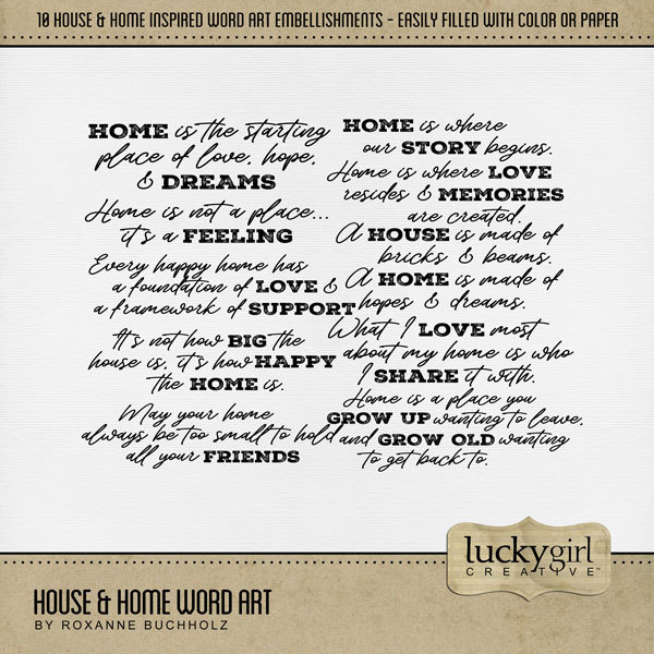 House & Home Word Art Digital Art - Digital Scrapbooking Kits