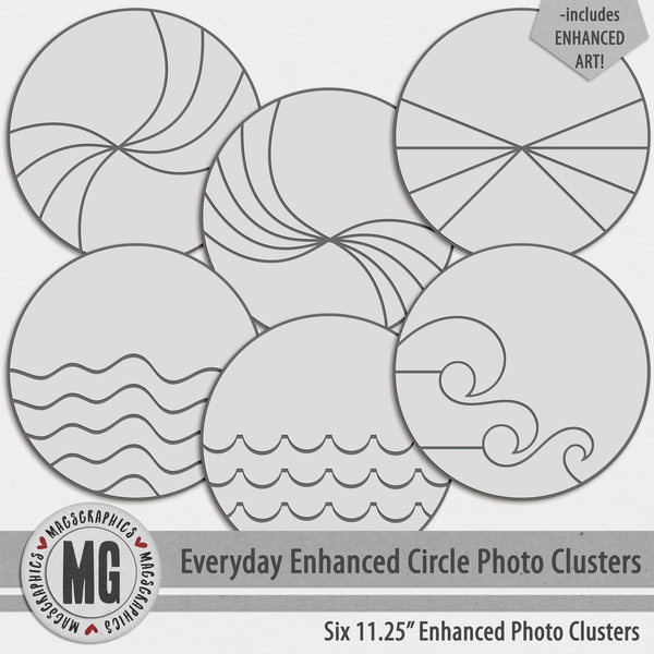 Everyday Enhanced Circle Photo Clusters Digital Art - Digital Scrapbooking Kits
