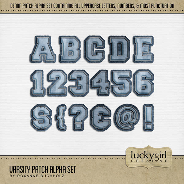 Varsity Patch Alpha Set Digital Art - Digital Scrapbooking Kits