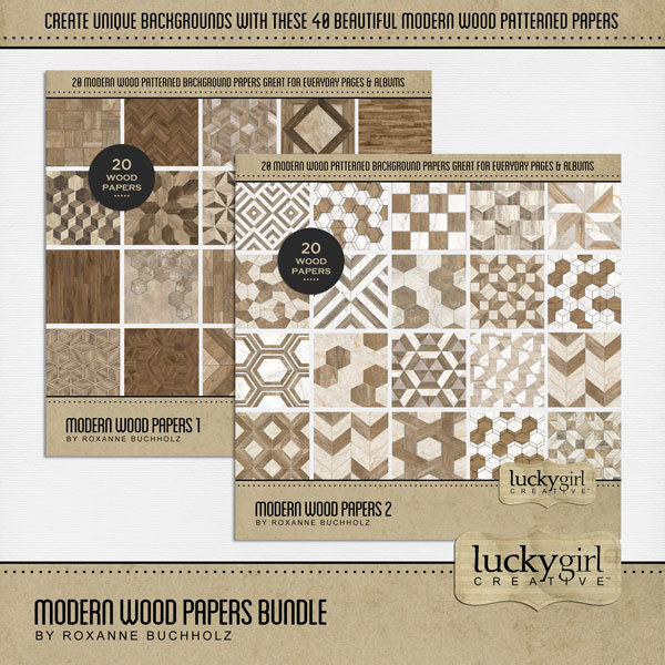 Modern Wood Papers Bundle Digital Art - Digital Scrapbooking Kits