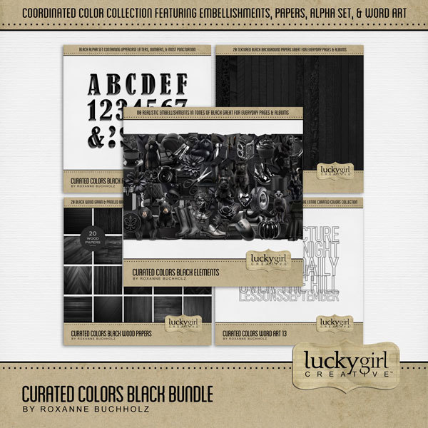 Curated Colors Black Bundle Digital Art - Digital Scrapbooking Kits