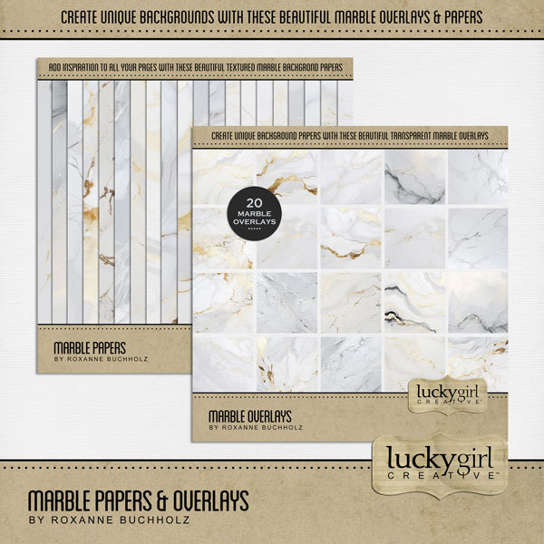 Marble Papers & Overlays Digital Art - Digital Scrapbooking Kits