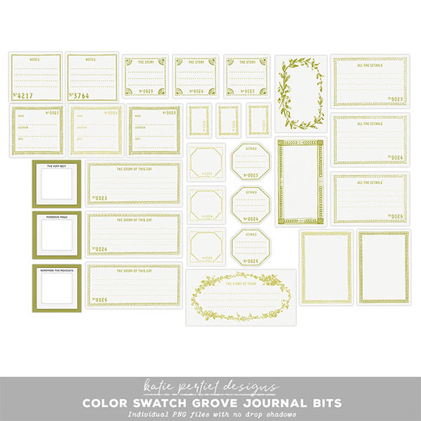 Color Swatch Grove Journal Bits Digital Art - Digital Scrapbooking Kits