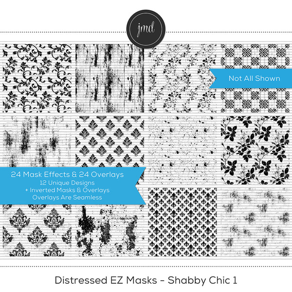 Distressed EZ Masks - Shabby Chic 1 Digital Art - Digital Scrapbooking Kits