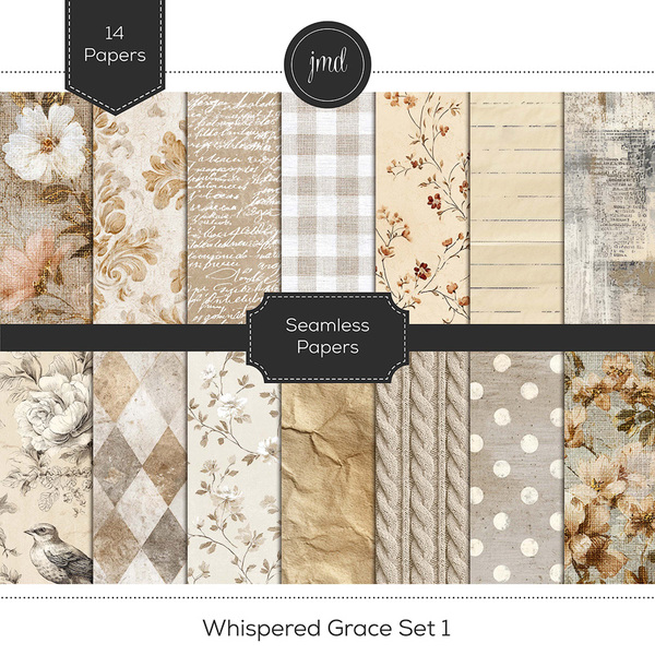 Whispered Grace Set 1 Digital Art - Digital Scrapbooking Kits