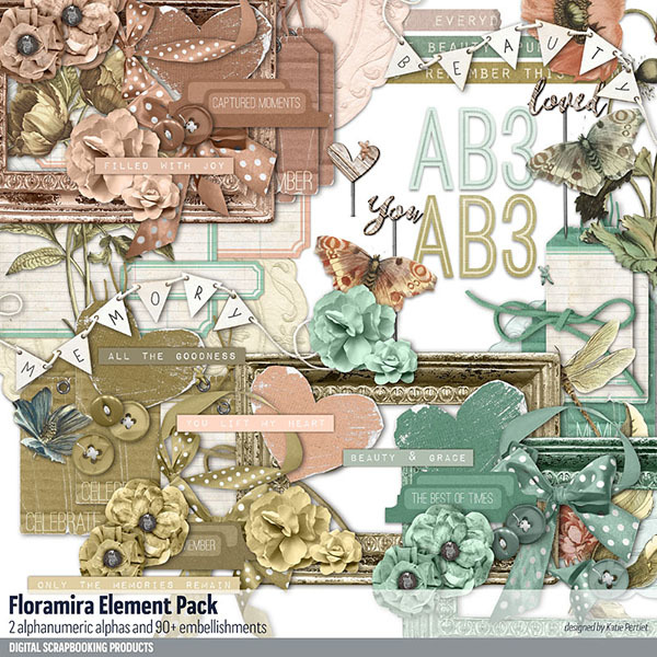 Floramira Element Pack Digital Art - Digital Scrapbooking Kits
