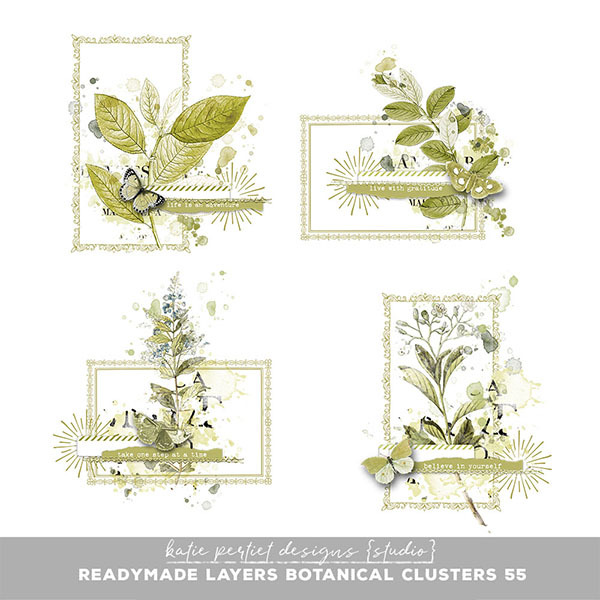 Readymade Layers Botanical Clusters 55 Digital Art - Digital Scrapbooking Kits