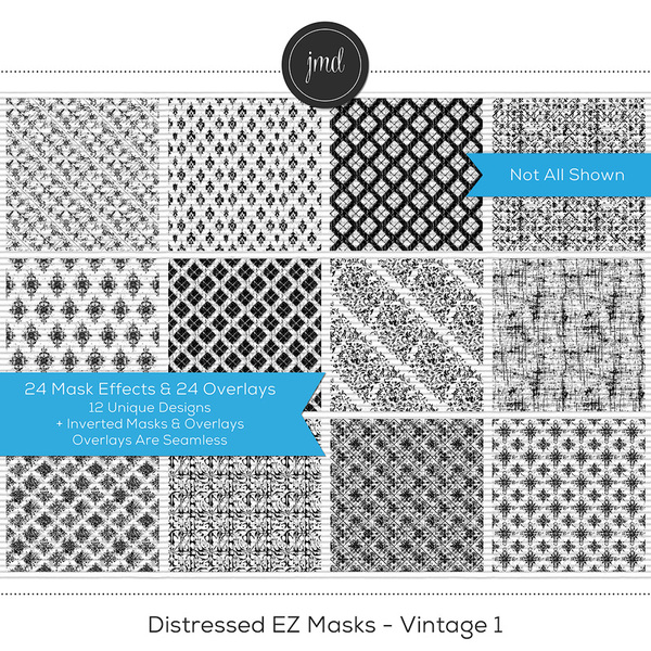 Distressed EZ Masks - Vintage 1 Digital Art - Digital Scrapbooking Kits