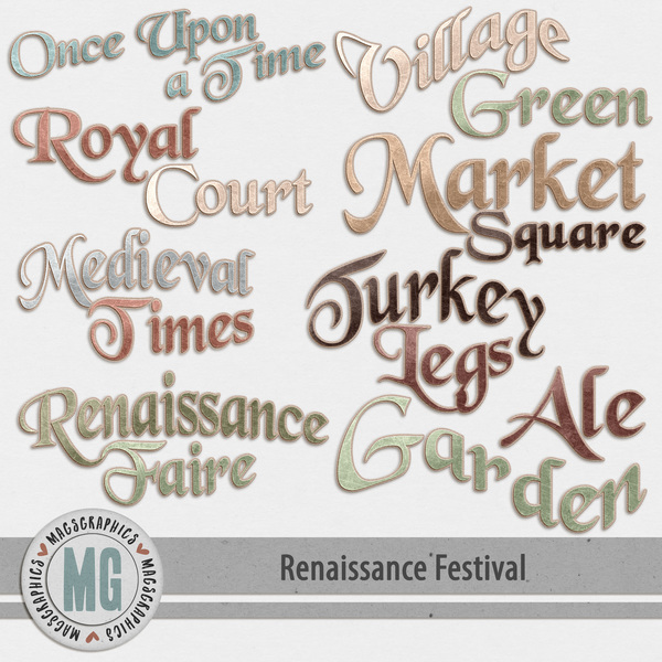 Renaissance Festival Word Art Digital Art - Digital Scrapbooking Kits