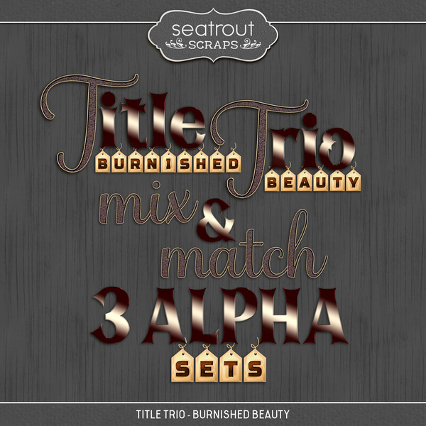 Title Trio - Burnished Beauty Digital Art - Digital Scrapbooking Kits