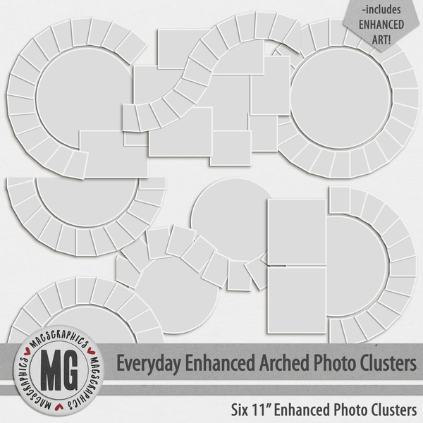 Everyday Enhanced Arched Photo Clusters Digital Art - Digital Scrapbooking Kits