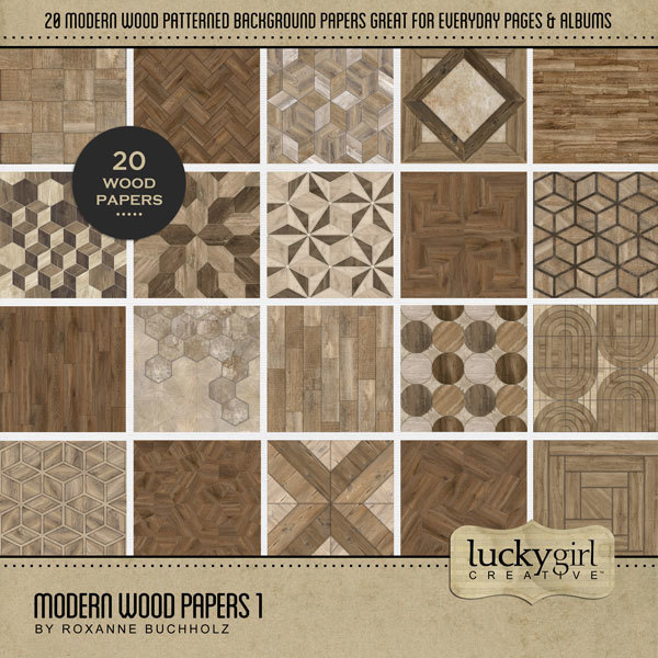 Modern Wood Papers 1 Digital Art - Digital Scrapbooking Kits