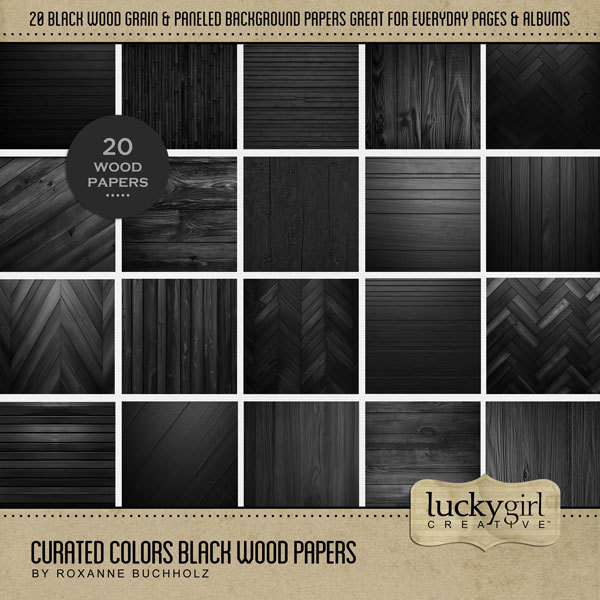 Curated Colors Black Wood Papers Digital Art - Digital Scrapbooking Kits