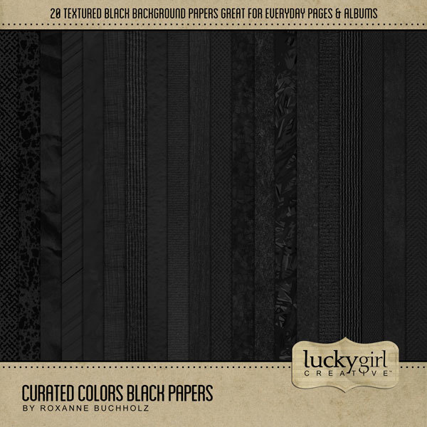 Curated Colors Black Papers Digital Art - Digital Scrapbooking Kits