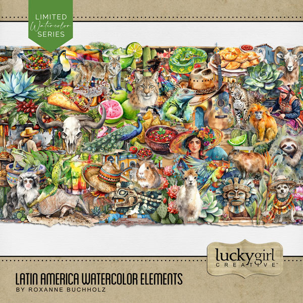 Latin America Watercolor Elements Digital Art - Digital Scrapbooking Kits