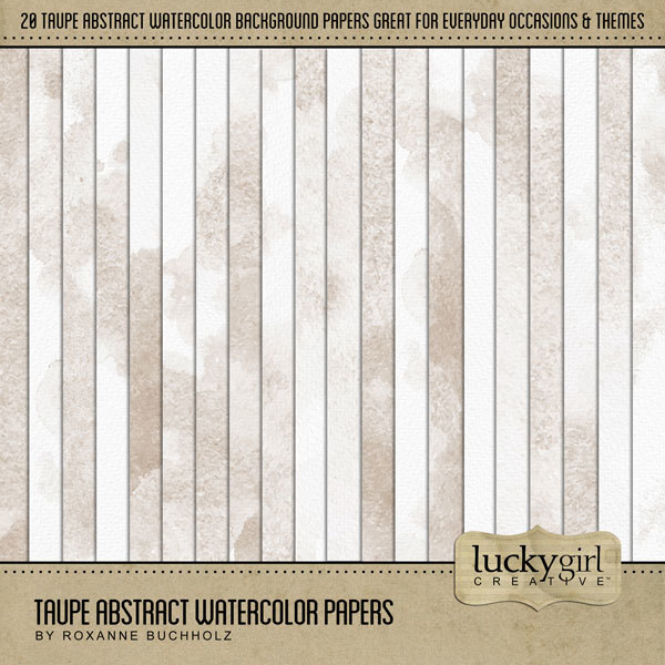Taupe Abstract Watercolor Papers Digital Art - Digital Scrapbooking Kits