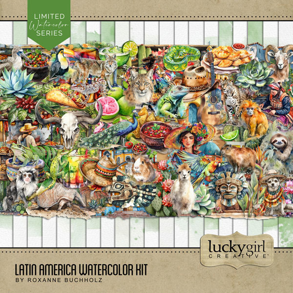 Latin America Watercolor Kit Digital Art - Digital Scrapbooking Kits