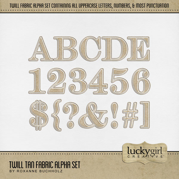 Twill Tan Fabric Alpha Set Digital Art - Digital Scrapbooking Kits