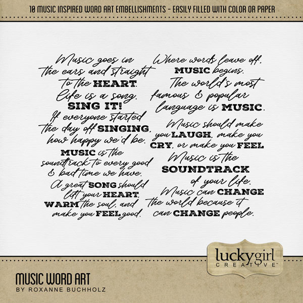 Music Word Art Digital Art - Digital Scrapbooking Kits