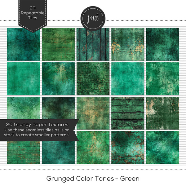 Grunged Color Tones - Green Digital Art - Digital Scrapbooking Kits