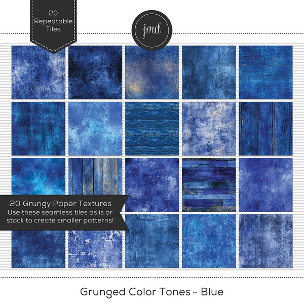 Grunged Color Tones - Blue Digital Art - Digital Scrapbooking Kits