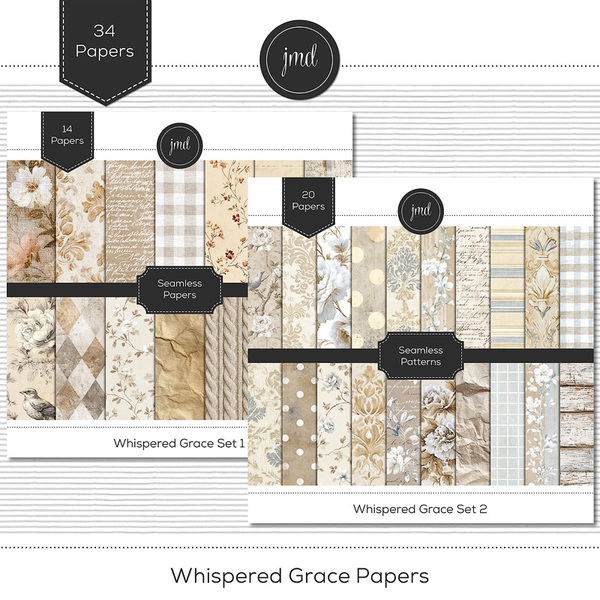 Whispered Grace Papers Digital Art - Digital Scrapbooking Kits