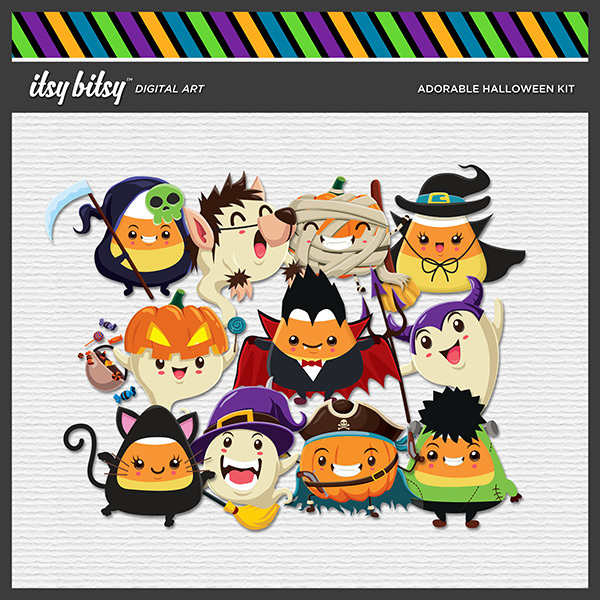 Adorable Halloween Kit Digital Art - Digital Scrapbooking Kits