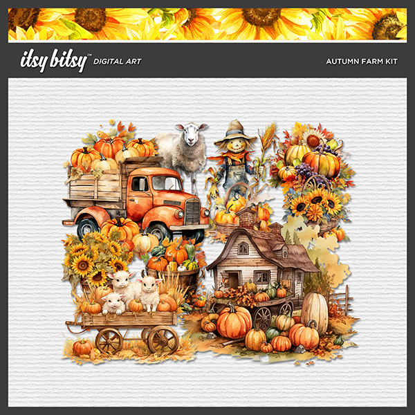 Autumn Farm Kit Digital Art - Digital Scrapbooking Kits