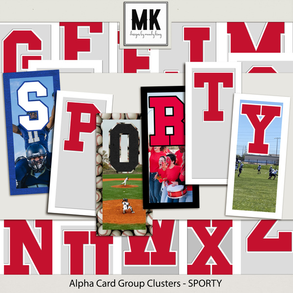 Alpha Card Group Clusters - Sporty Digital Art - Digital Scrapbooking Kits