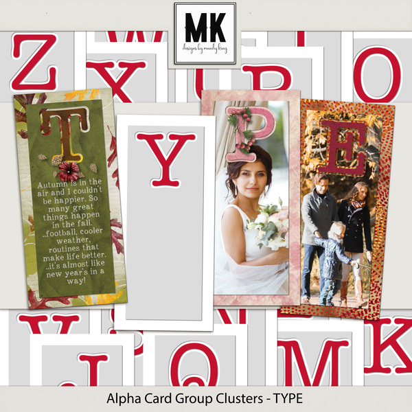 Alpha Card Group Clusters - Type Digital Art - Digital Scrapbooking Kits